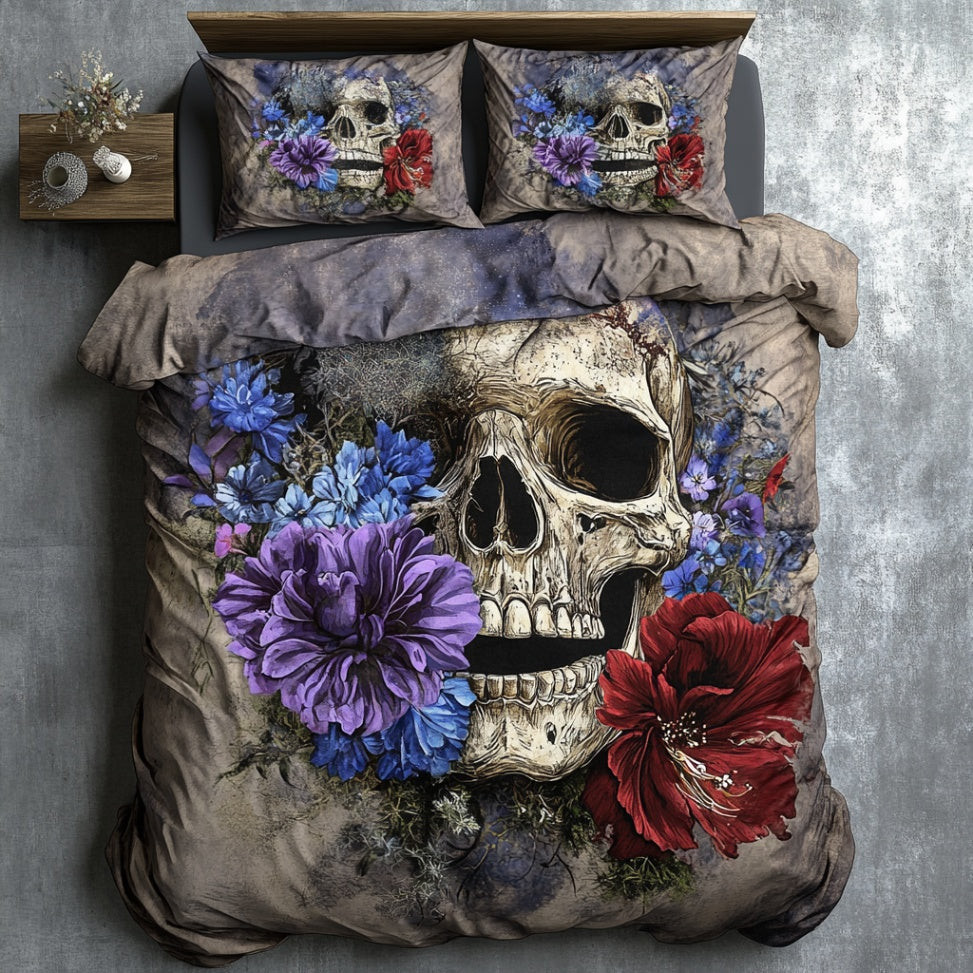 Floral Skull Bedding Set Best Gift For Friends and Family on Halloween Day