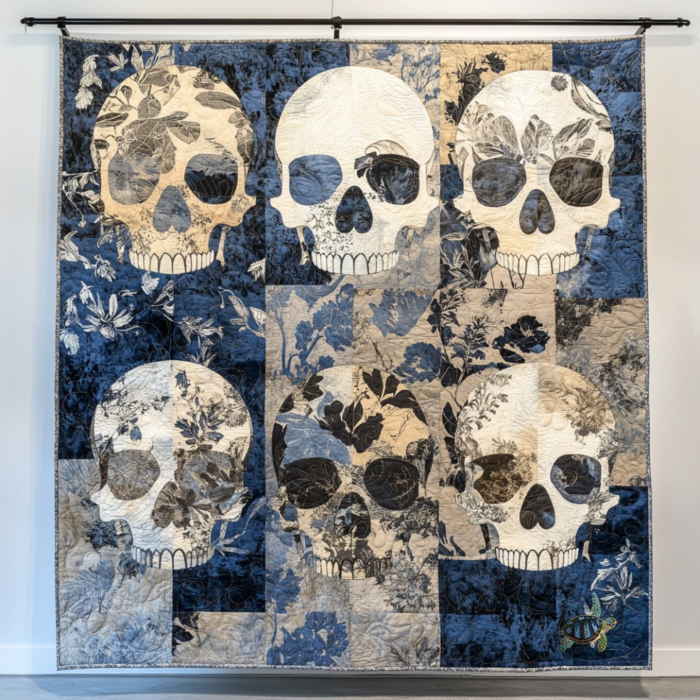 Floral Skull Quilt Best Decoration Gift For Friends and Family on Halloween Day