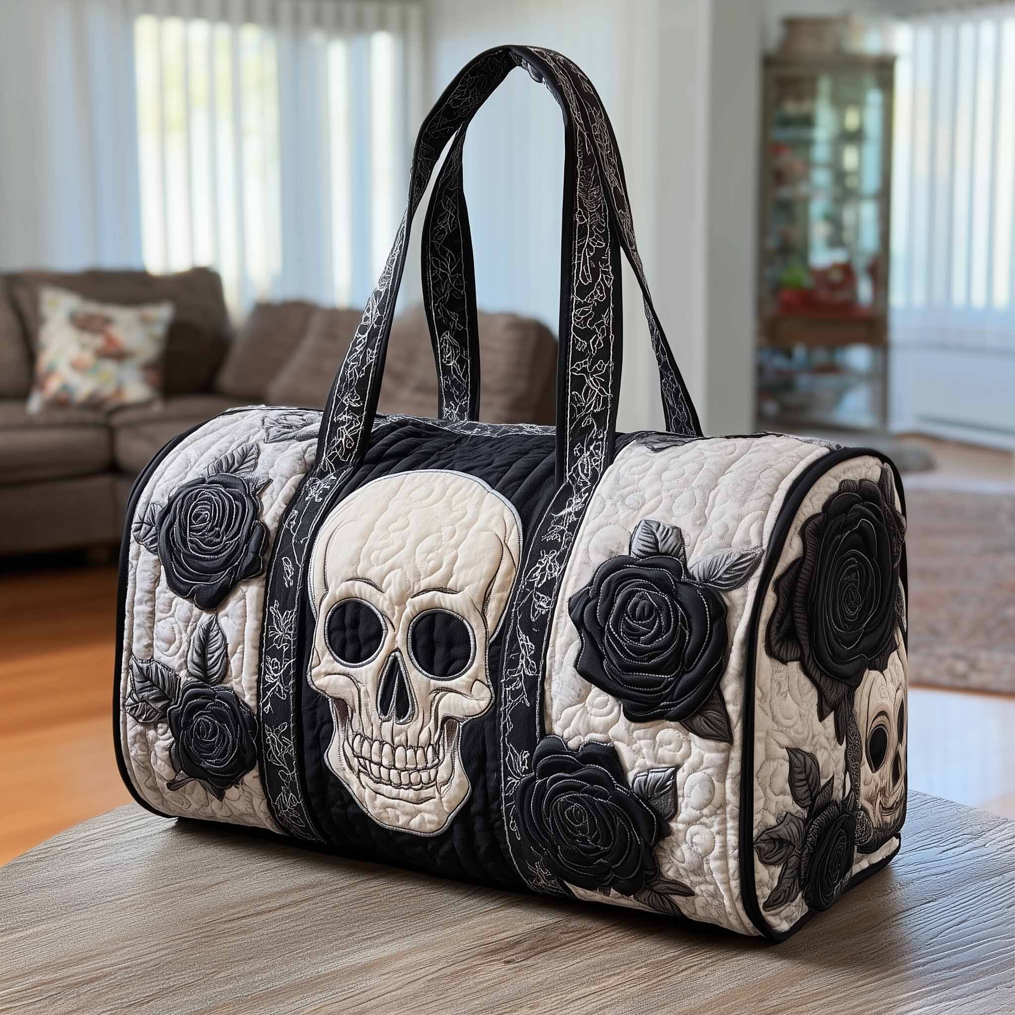 Floral Skull Quilted Duffle Bag Thanksgiving Gift Idea