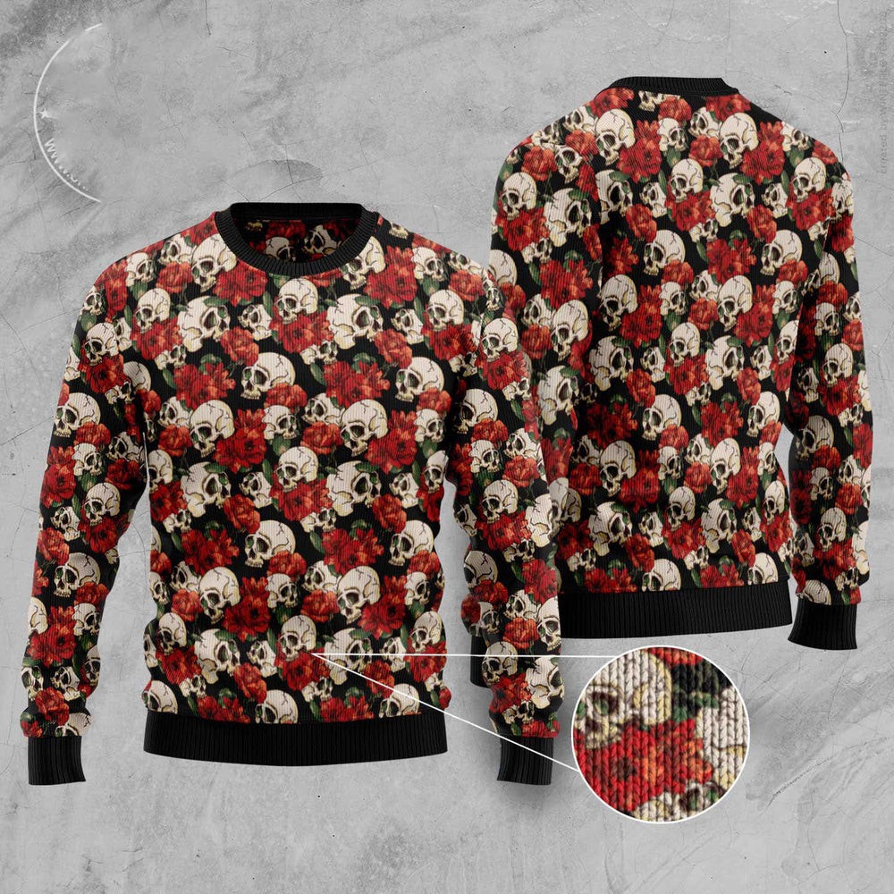Floral Skull Ugly Christmas Sweater Funny Ugly Christmas Sweater Xmas Gifts