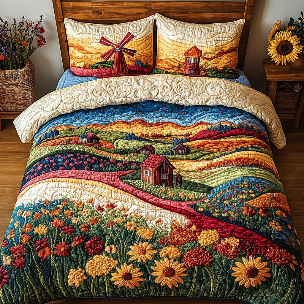 Floral Sky Quilted Bedding Set Bedroom Decor Christmas Floral Gifts