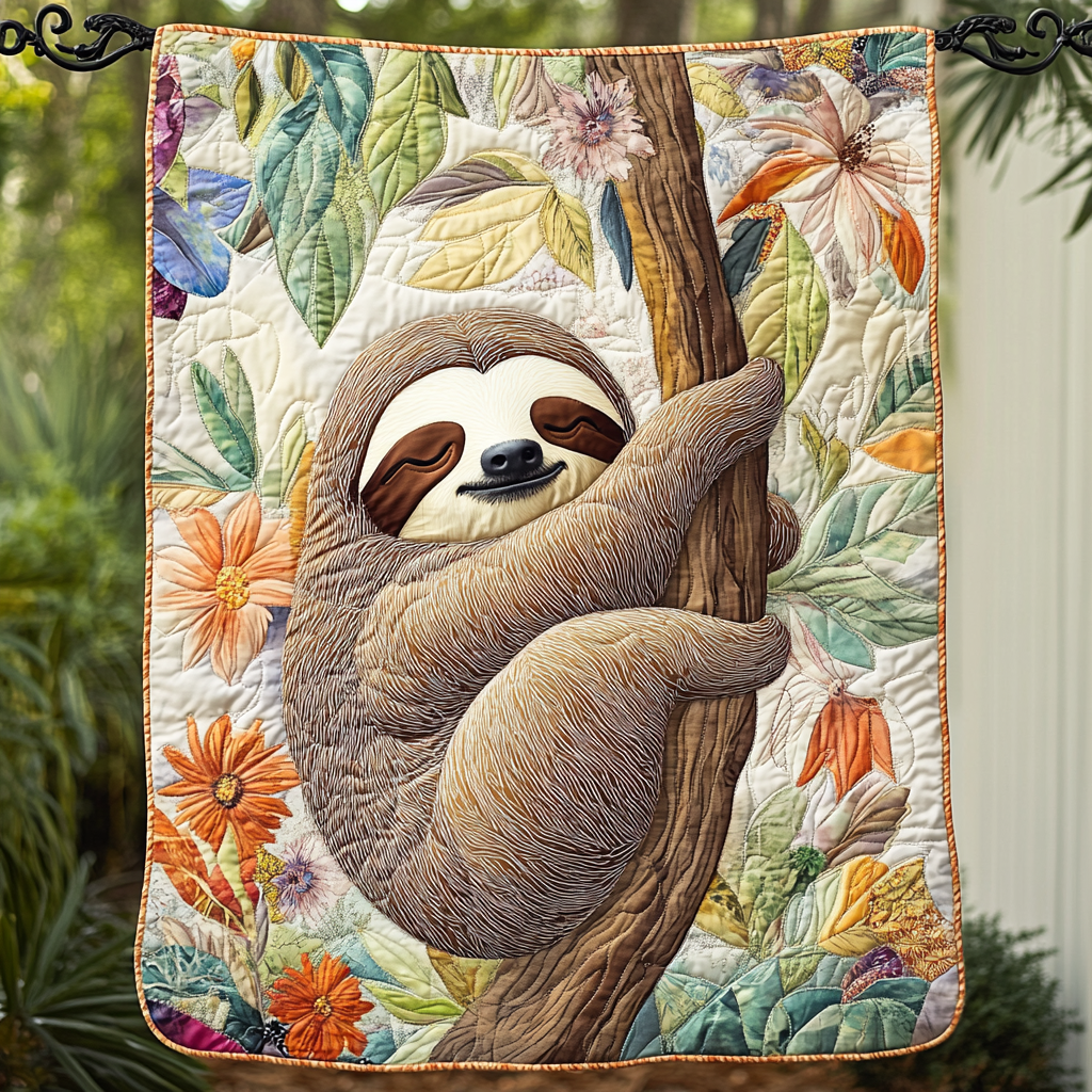 Floral Slumber Quilted Blanket Sloth Present Ideas