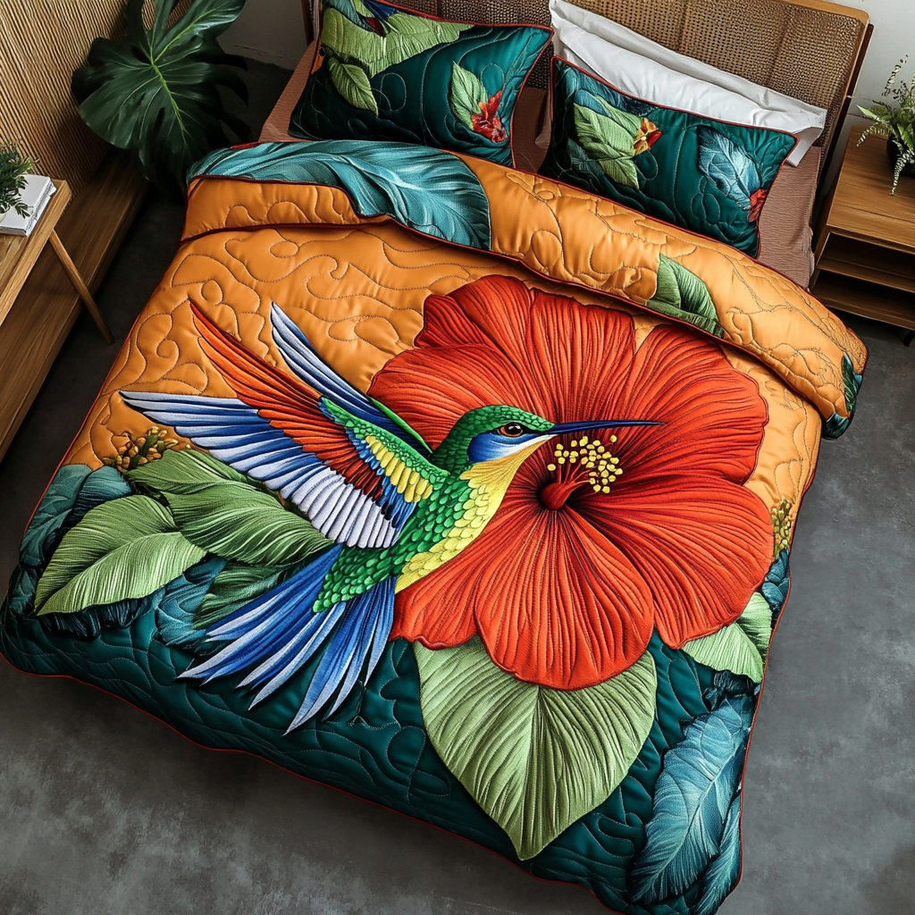 Floral Soar Quilted Bedding Set Luxury Bed Sheet Gift Set for Ultimate Comfort