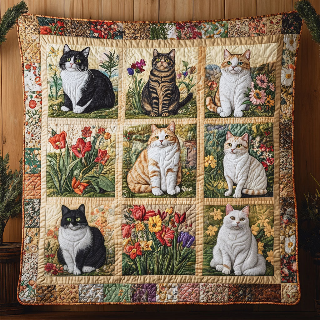 Floral Soul Cat Quilt Blanket Floral Blanket Christmas Gifts For Mom 2025