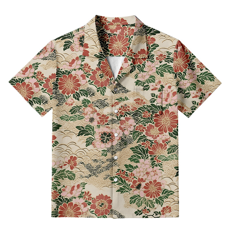 Floral Splendor Aloha Hawaiian Shirt Japanese Aesthetic Japanese Art Shirt Gifts For Men