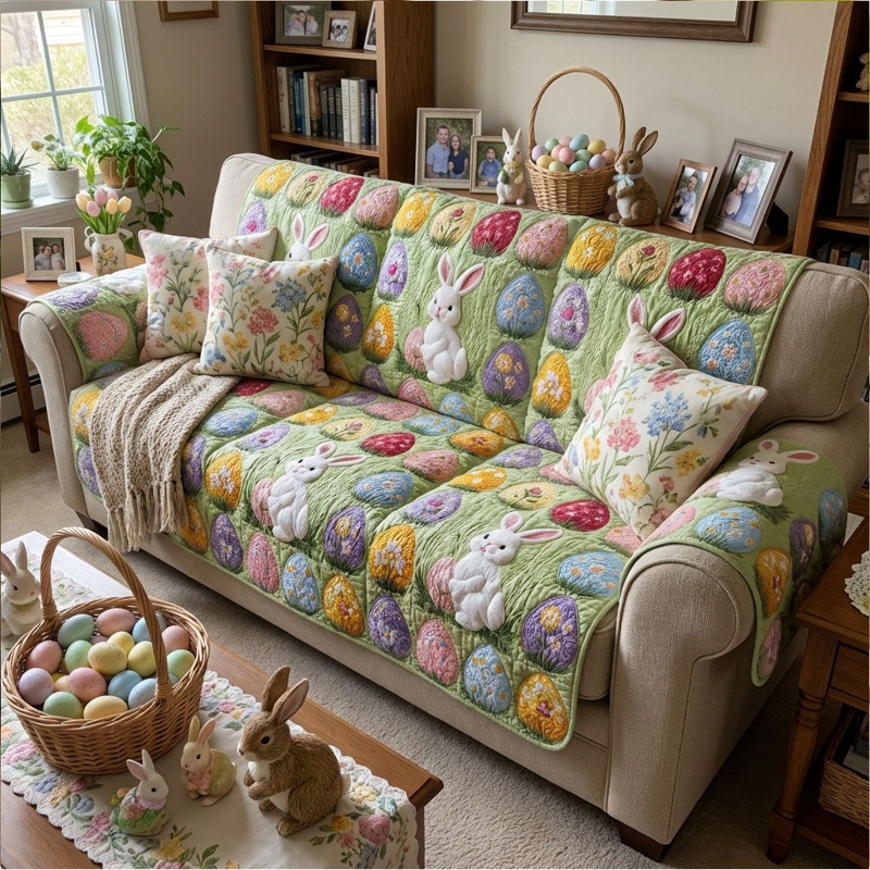 Floral Spring Whisper Quilted Sofa Cover Spring Furniture Decor Best Gift For Her