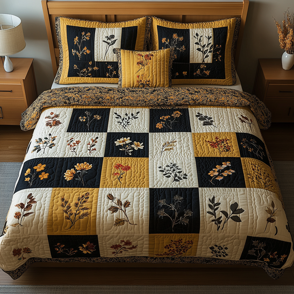 Floral Square Quilted Bedding Set Bed Decor Ideas Christmas Floral Gifts