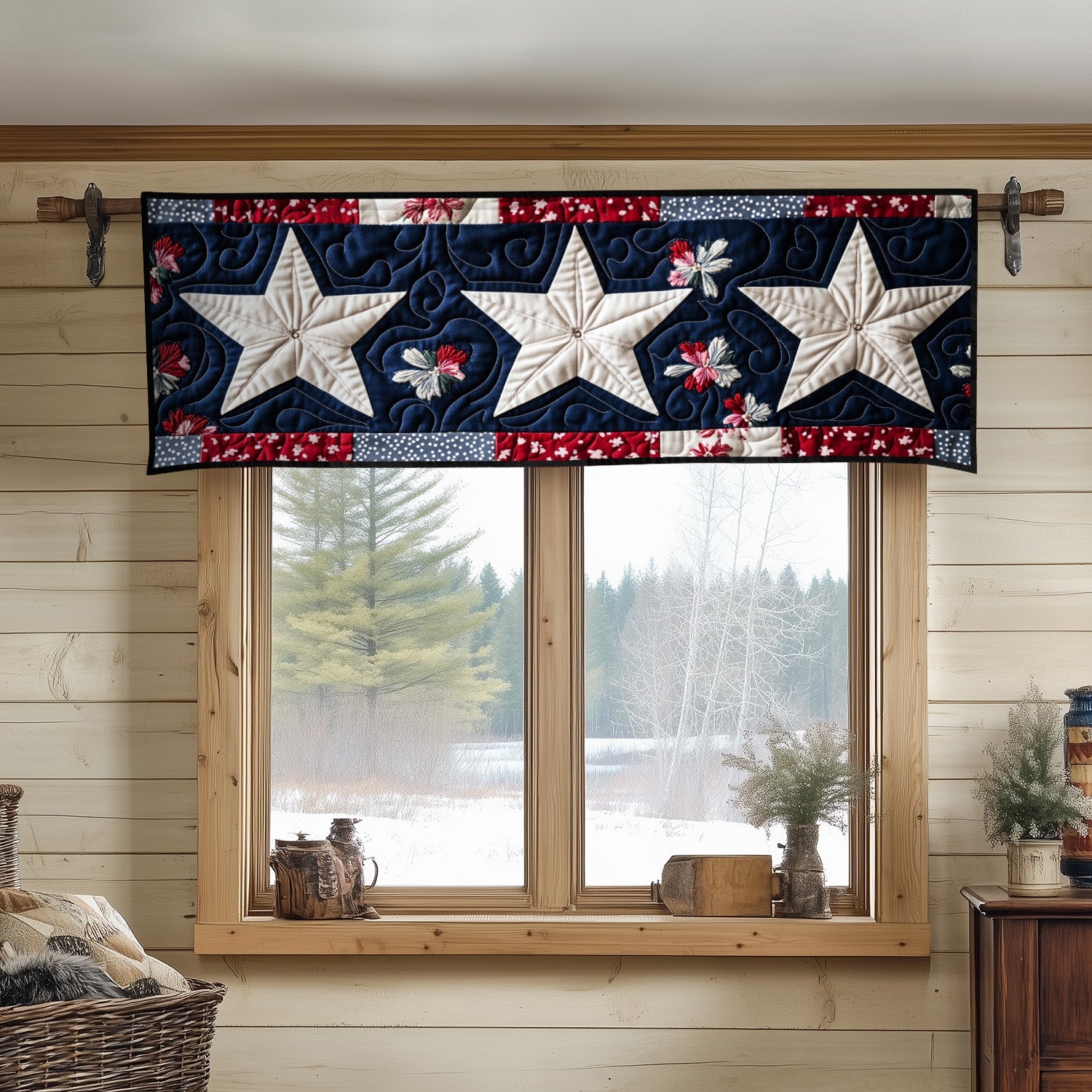 Floral Starline Quilted Valance House Decor Items Fourth Of July Gifts
