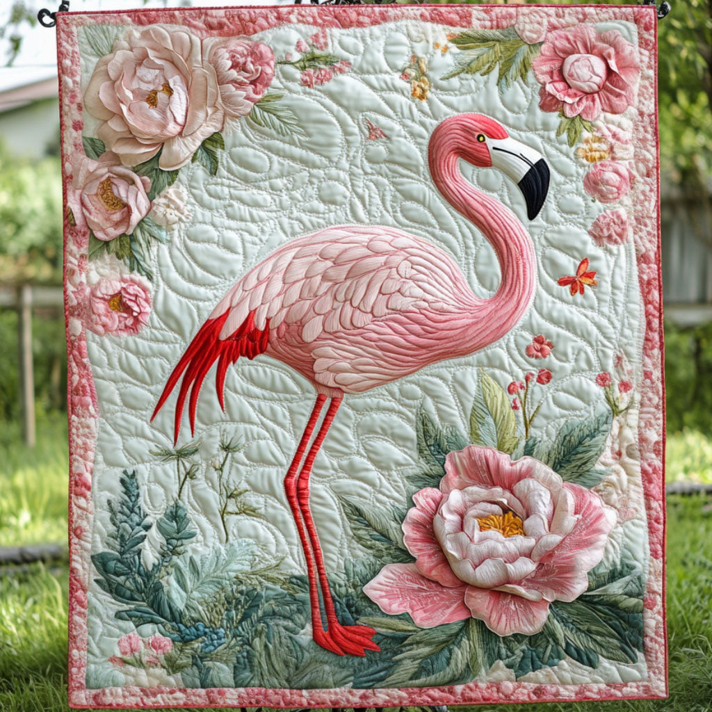 Floral Stroll Quilted Blanket Christmas Holiday Gifts With Flamingos On Them