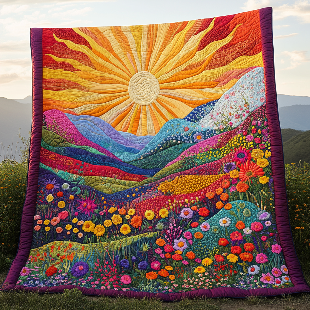Floral Sunshine Dreams Quilted Blanket Bedroom Decor Gift For Nature Lovers