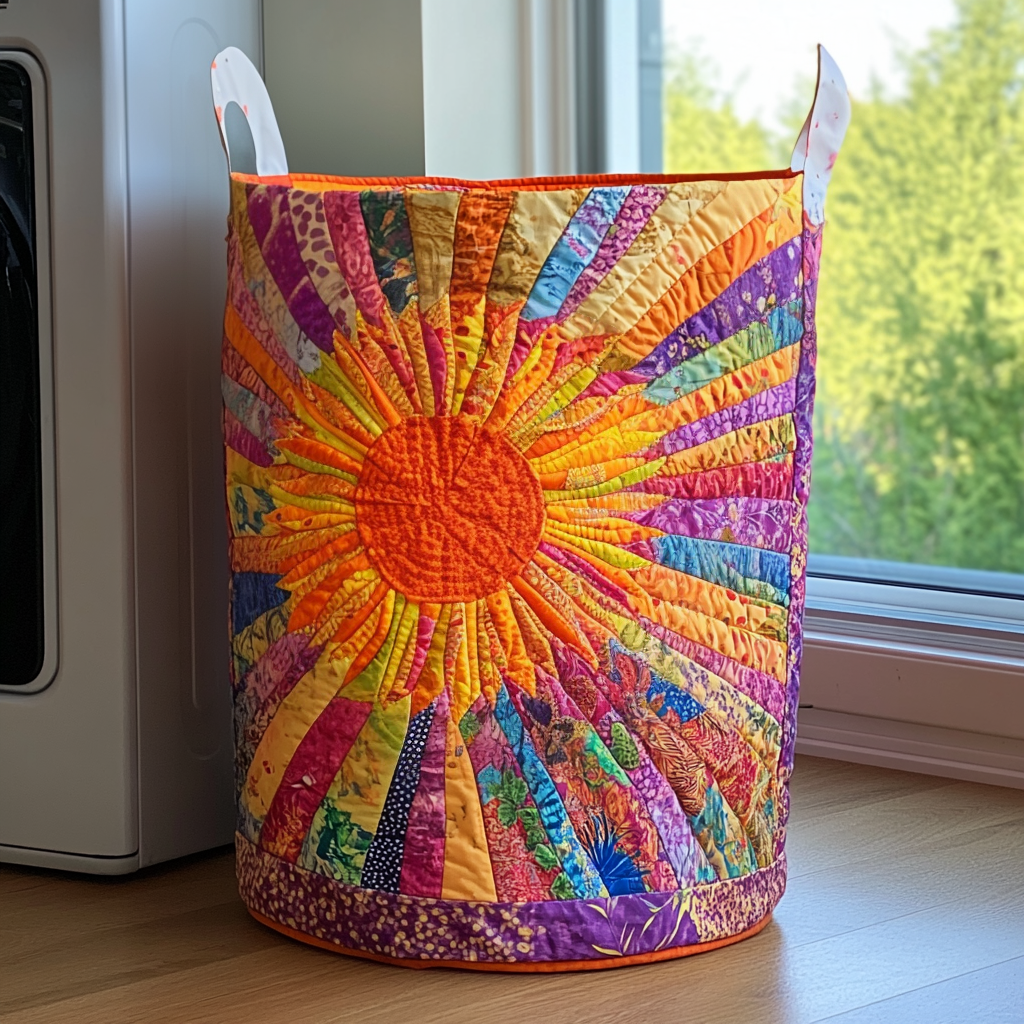 Floral Sunshine Quilted Laundry Basket New Year Merch Gift