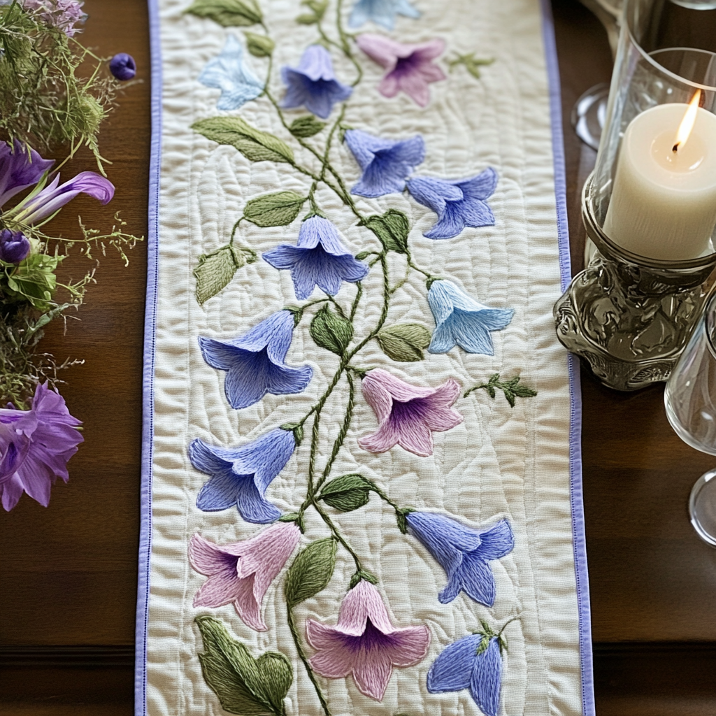Floral Symphony Quilted Table Runner Holiday Table Runners Christmas Floral Gifts