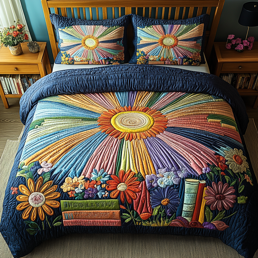 Floral Tales Quilted Bedding Set Best Bedspread Set Awesome Gifts For Book Lovers