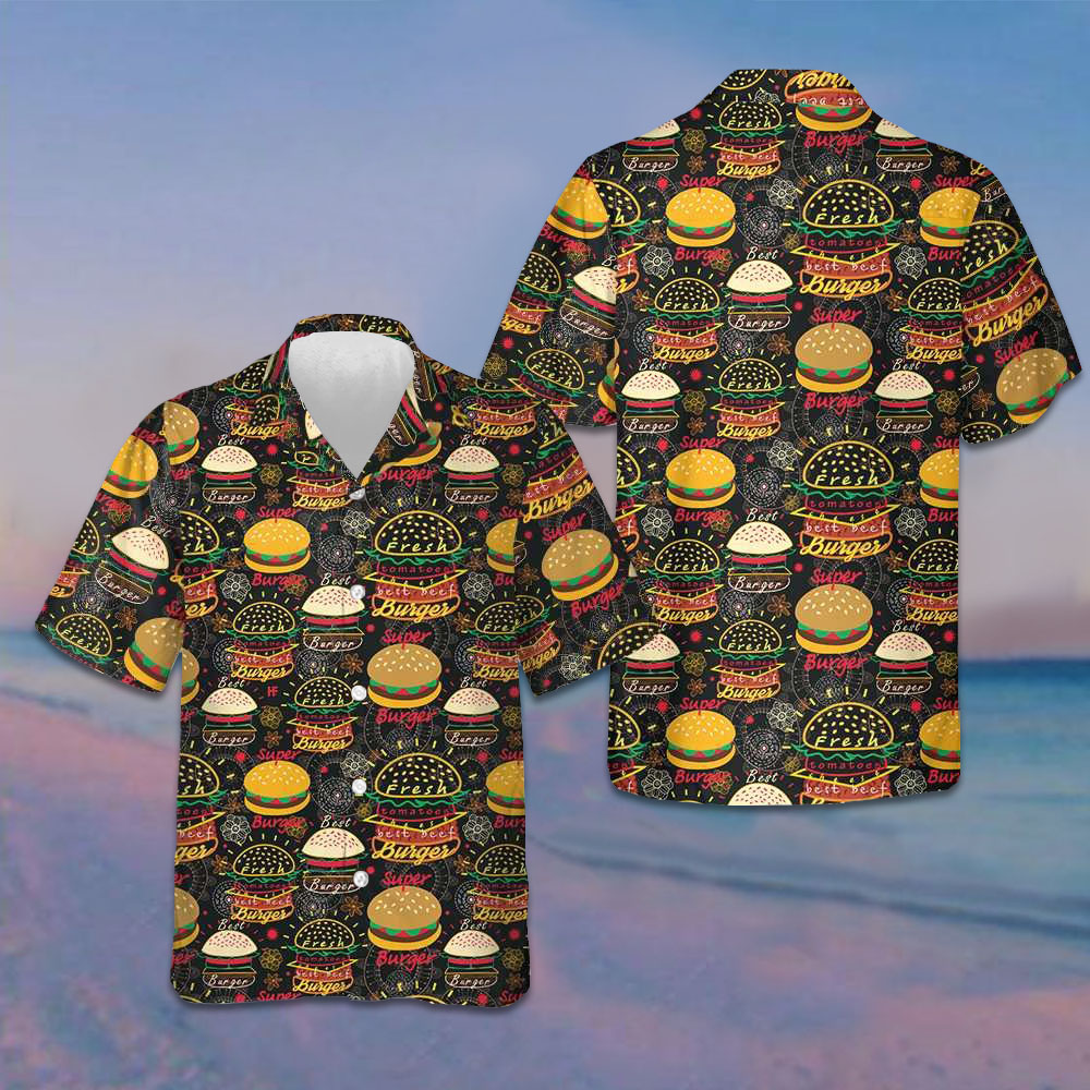 Floral Tasty Burgers Hawaiian Shirt Summer Short Sleeve Shirts Gifts For Burger Lovers