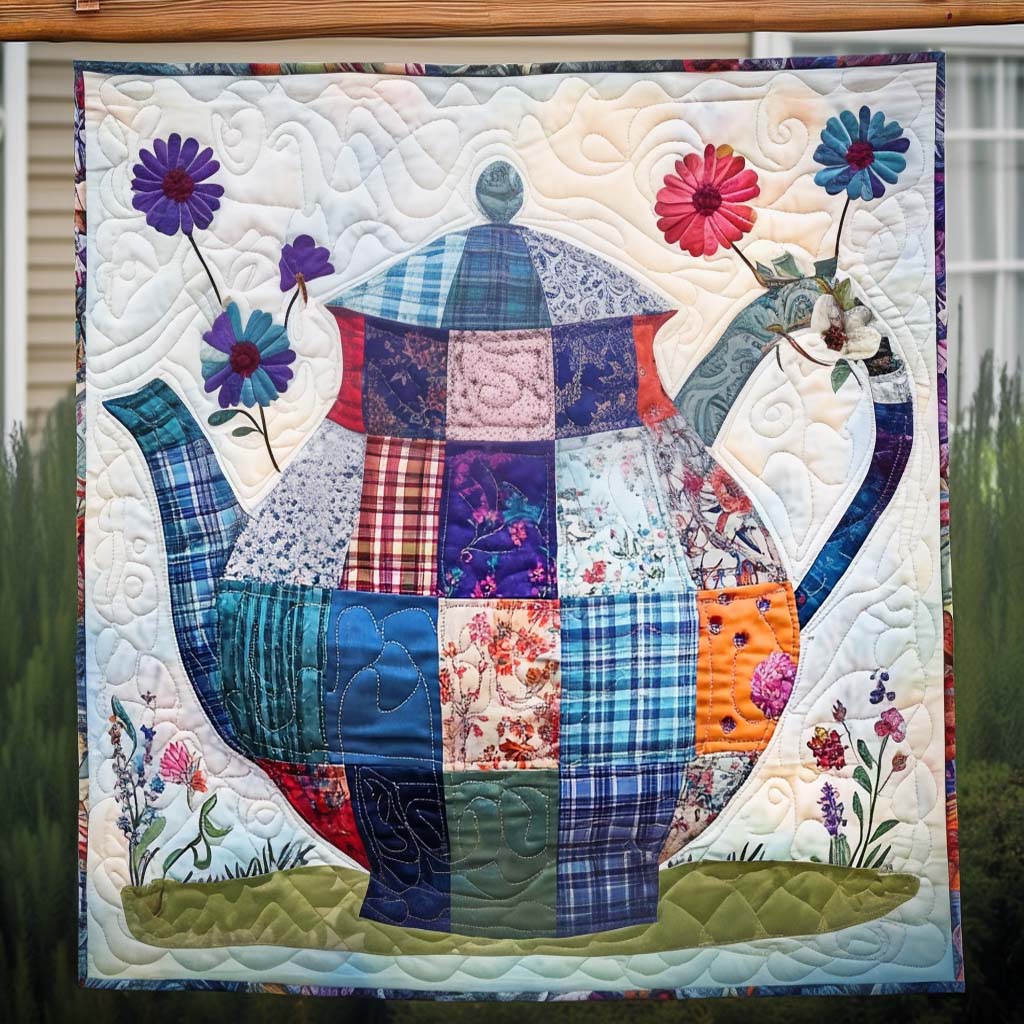 Floral Teapot Quilted Blanket Christmas Gifts For Grandparents
