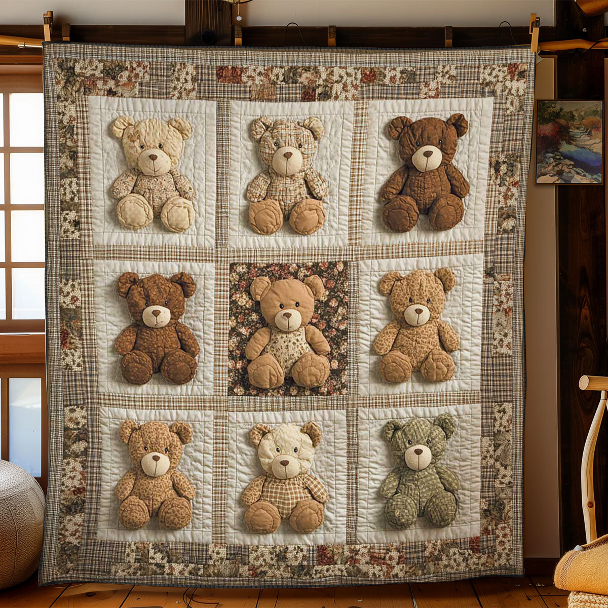 Floral Teddy Bear Quilt Blanket Throw Blankets For Couch Brother To Sister Christmas Gifts