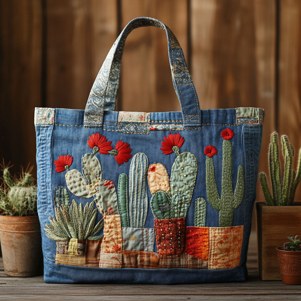 Floral Thicket Quilted Tote Bag Best Cactus Gifts Plant