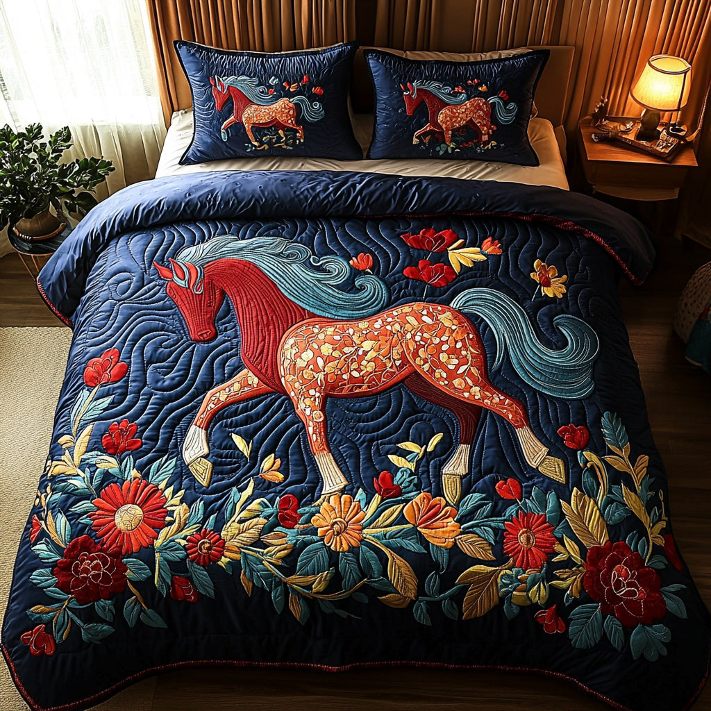 Floral Trot Quilted Bedding Set Bedroom Decor Presents For Outdoor Lovers