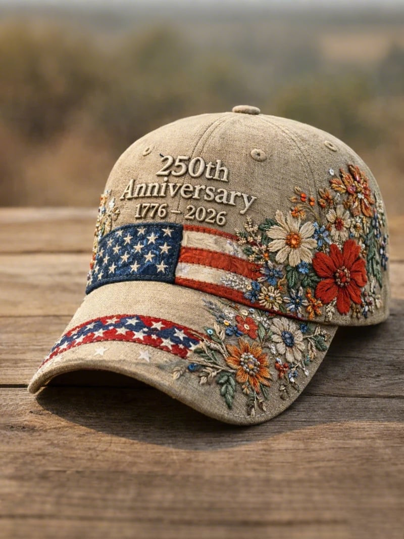 Floral USA 250th Anniversary Hat America 250 Years Of Freedom Hat Embroidered Patriotic Gifts Floral USA 250th Anniversary Hat America 250 Years Of Freedom Hat Embroidered Patriotic Gifts