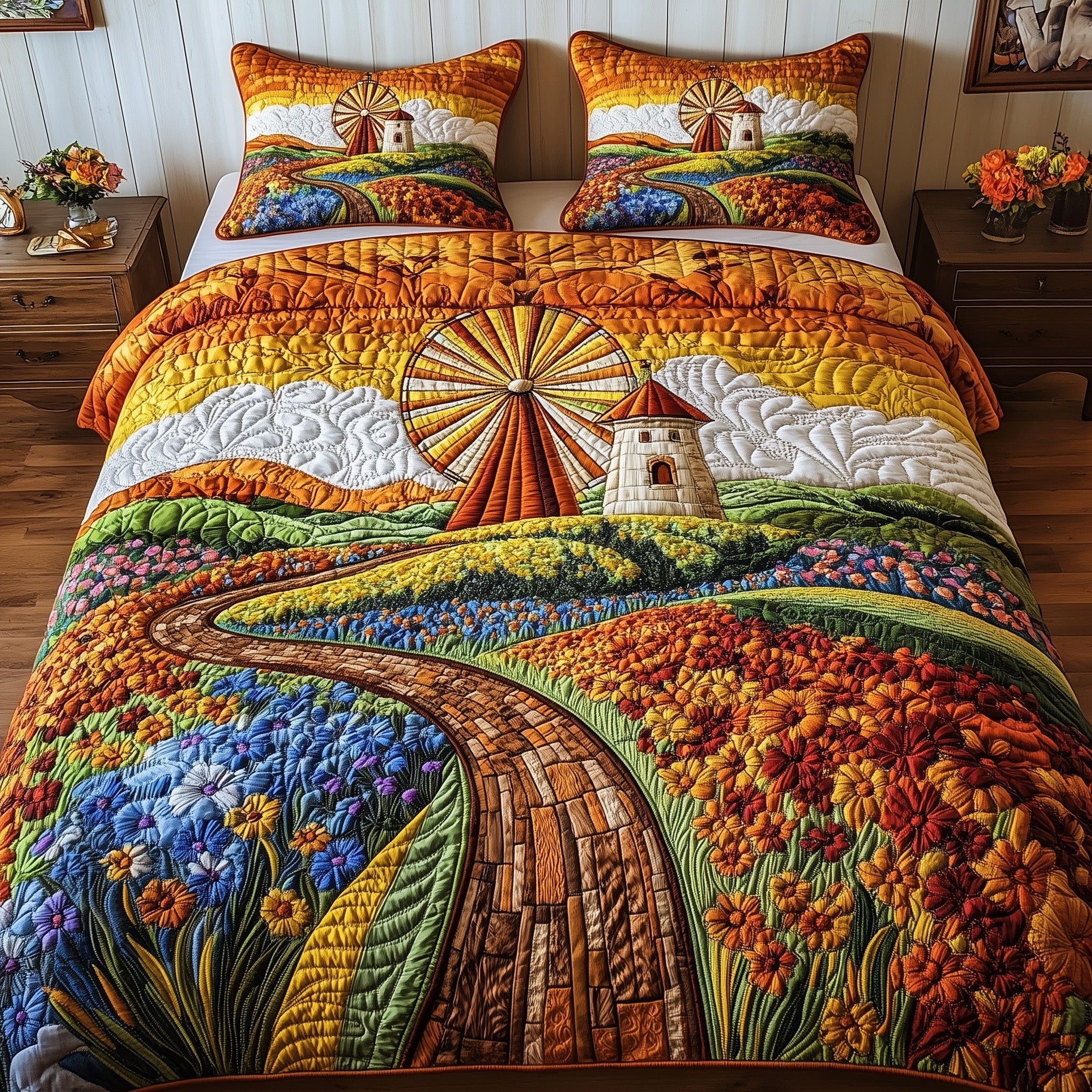 Floral Valley Quilted Bedding Set Duvet Cover Merchandise Best Housewarming Gifts For Guys