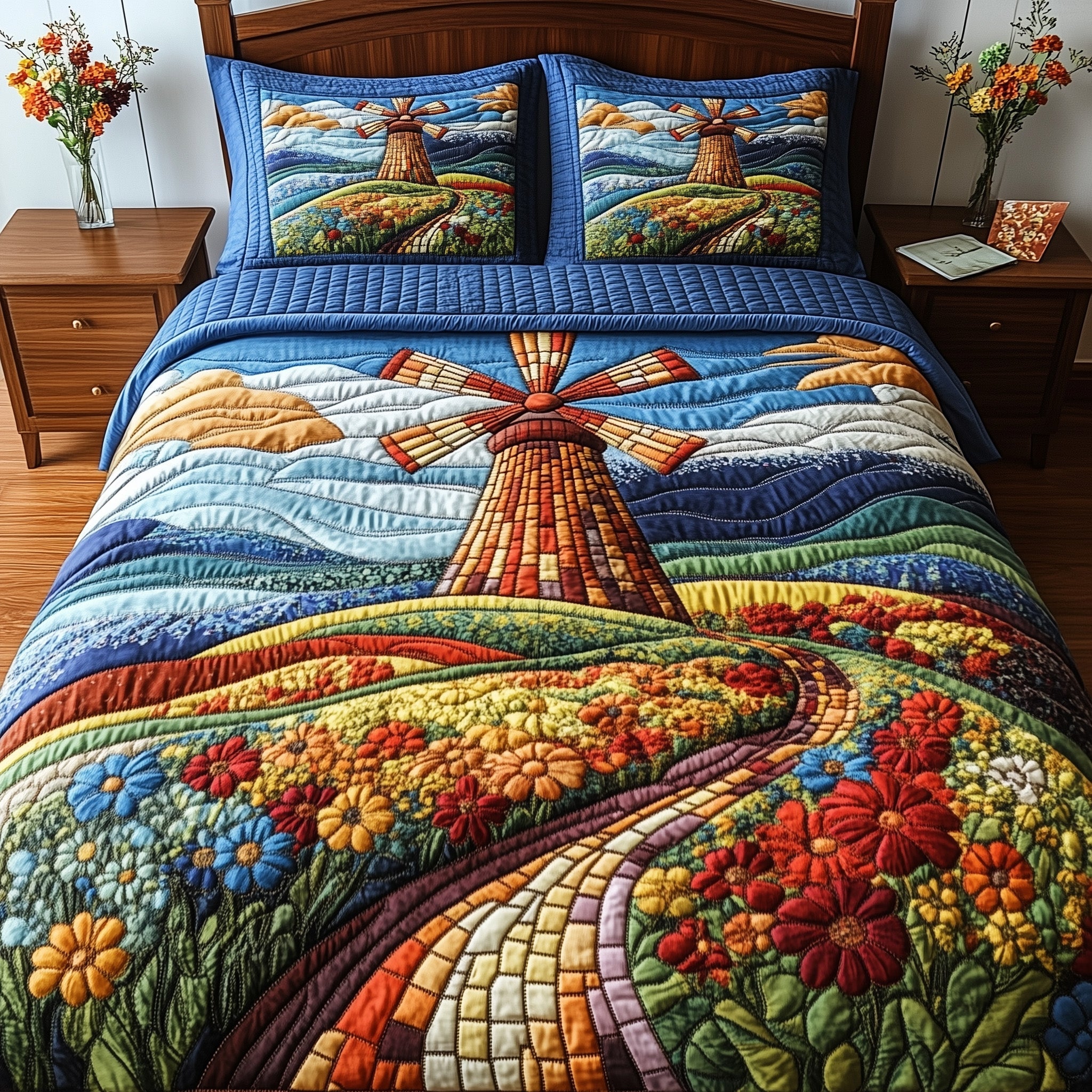 Floral Valley Quilted Bedding Set Duvet Cover Merchandise Best Housewarming Presents