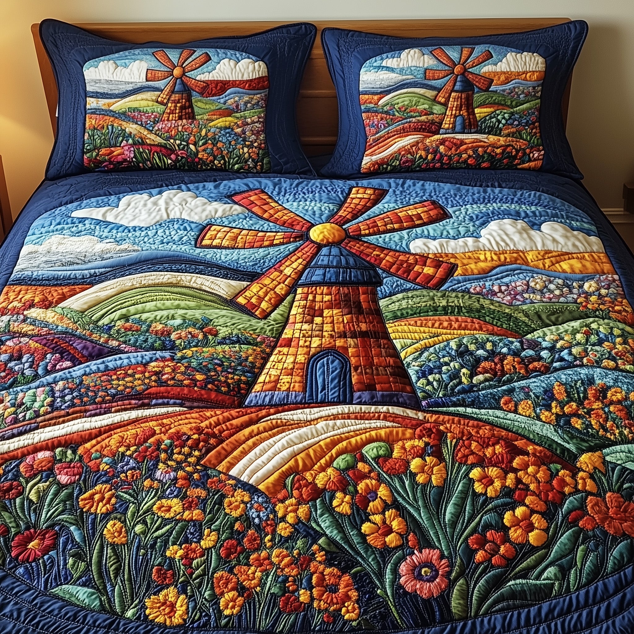 Floral Valley Quilted Bedding Set Duvet Cover Merchandise Good Housewarming Gifts For Guys