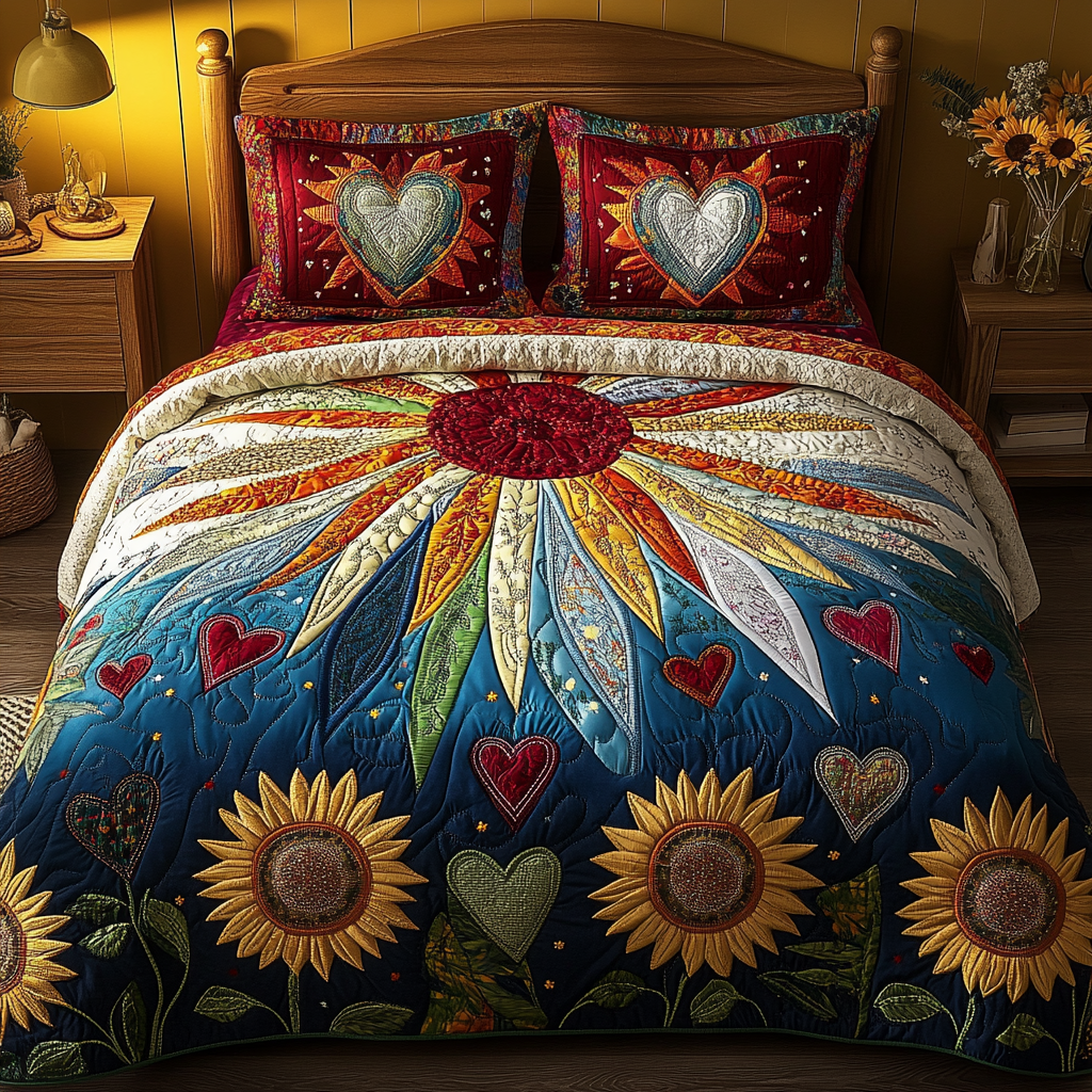 Floral Vista Quilted Bedding Set Stylish Bed Sheet Set for Modern Home