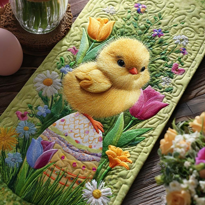 Floral Whimsy Quilted Table Runner Spring Table Decor Best Gift For Flower Lovers