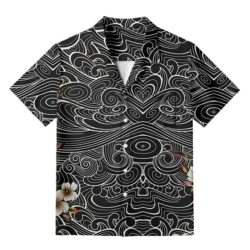 Floral Whirl Hawaiian Shirt Traditional Japanese Patterns Shirt Art Lover Gifts