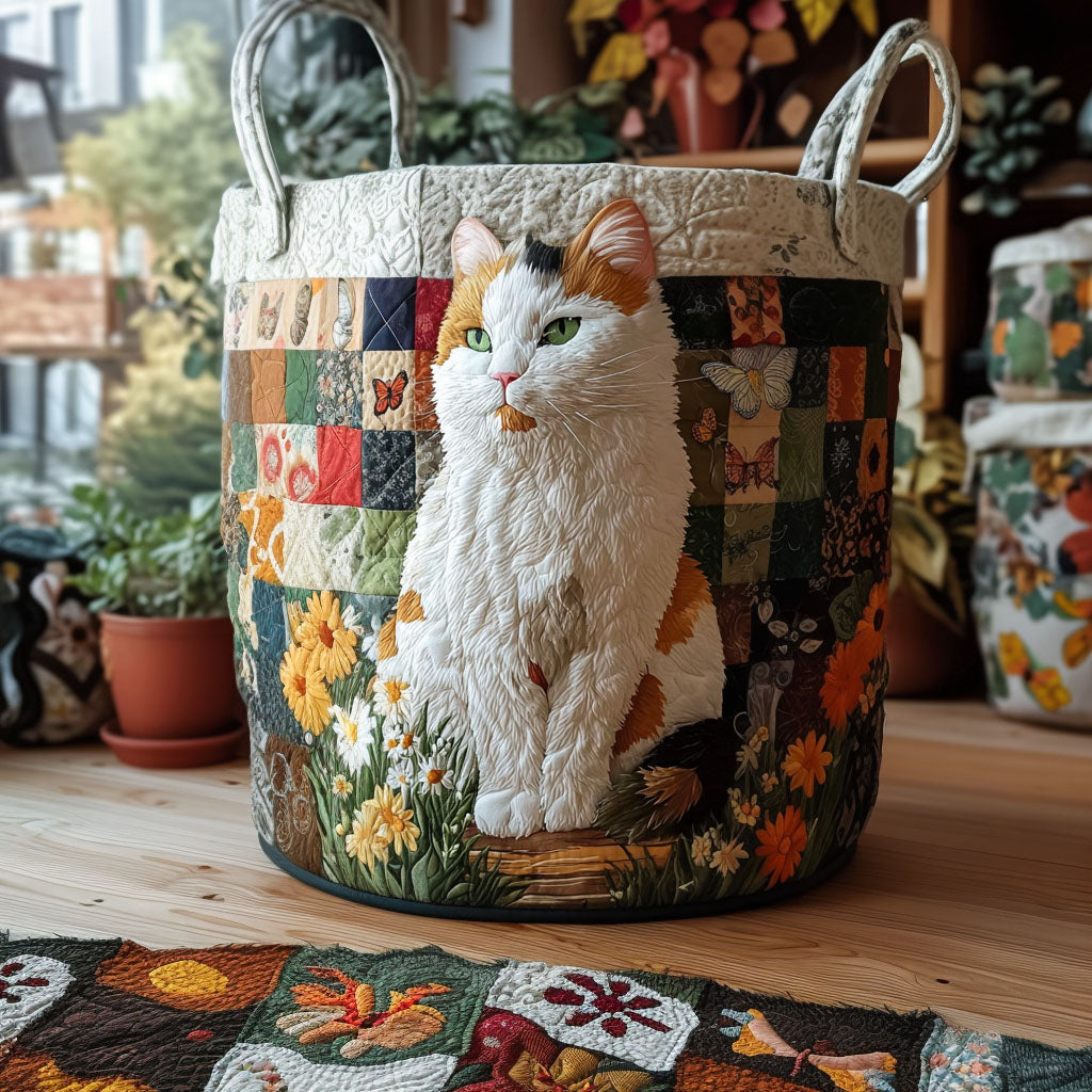 Floral Whiskers Quilted Laundry Basket Home Comfort Gift Idea Featuring a Quilted Laundry Basket