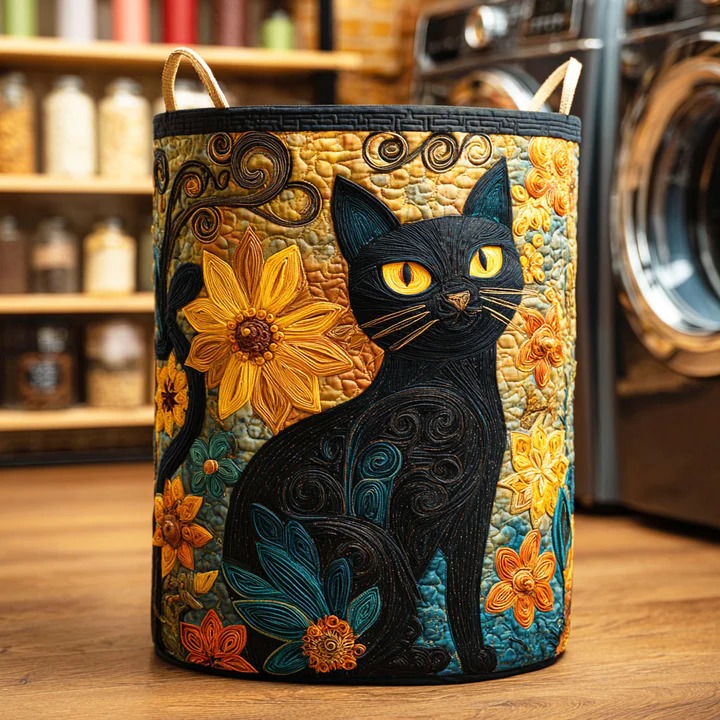 Floral Whisper Botanical Garden Quilted Laundry Basket Soft Boho Home Decor Best Gift For Flower Lovers