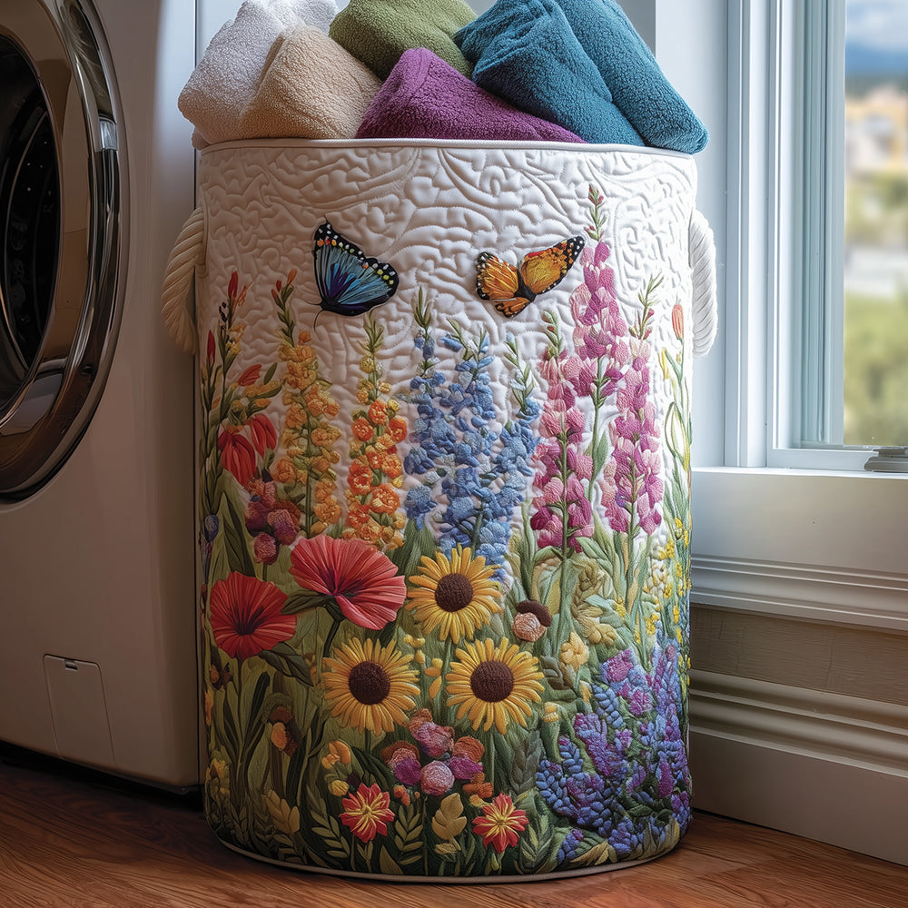 Floral Whispers Quilted Laundry Basket Merch For Couples