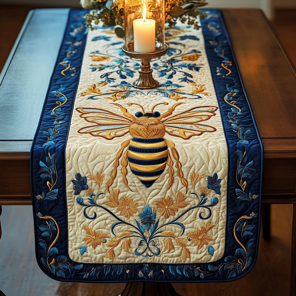 Floral Wings Quilted Table Runner Bee Table Runner Birthday Presents For Dad