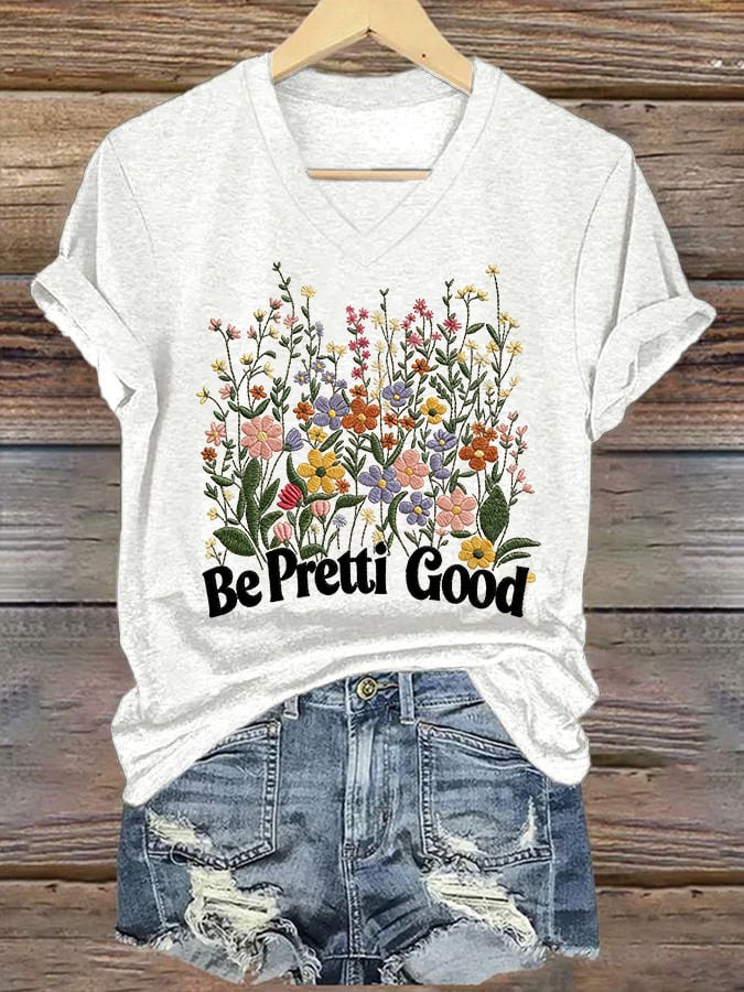 Florals Be Pretti Good V-Neck Shirt Pride Minnesota T-Shirt FDT Women's Political Apparel Gifts Florals Be Pretti Good V-Neck Shirt Pride Minnesota T-Shirt FDT Women's Political Apparel Gifts