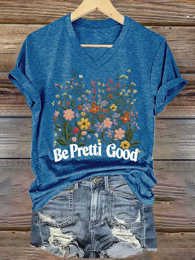 Florals Be Pretti Good V-Neck Shirt Pride Minnesota T-Shirt FDT Women's Political Apparel Gifts Florals Be Pretti Good V-Neck Shirt Pride Minnesota T-Shirt FDT Women's Political Apparel Gifts