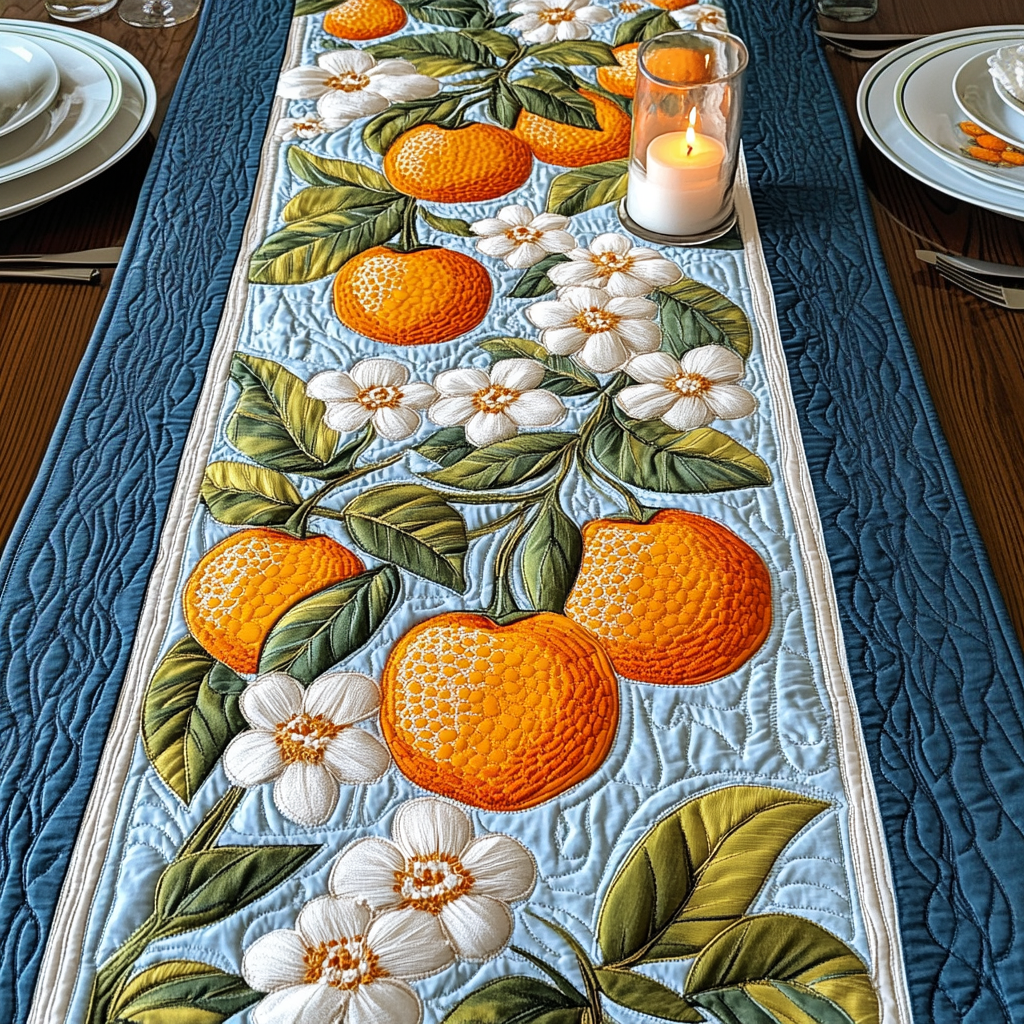 Florida Charm Quilted Table Runner Kitchen Decor Best Gifts For Flower Lovers