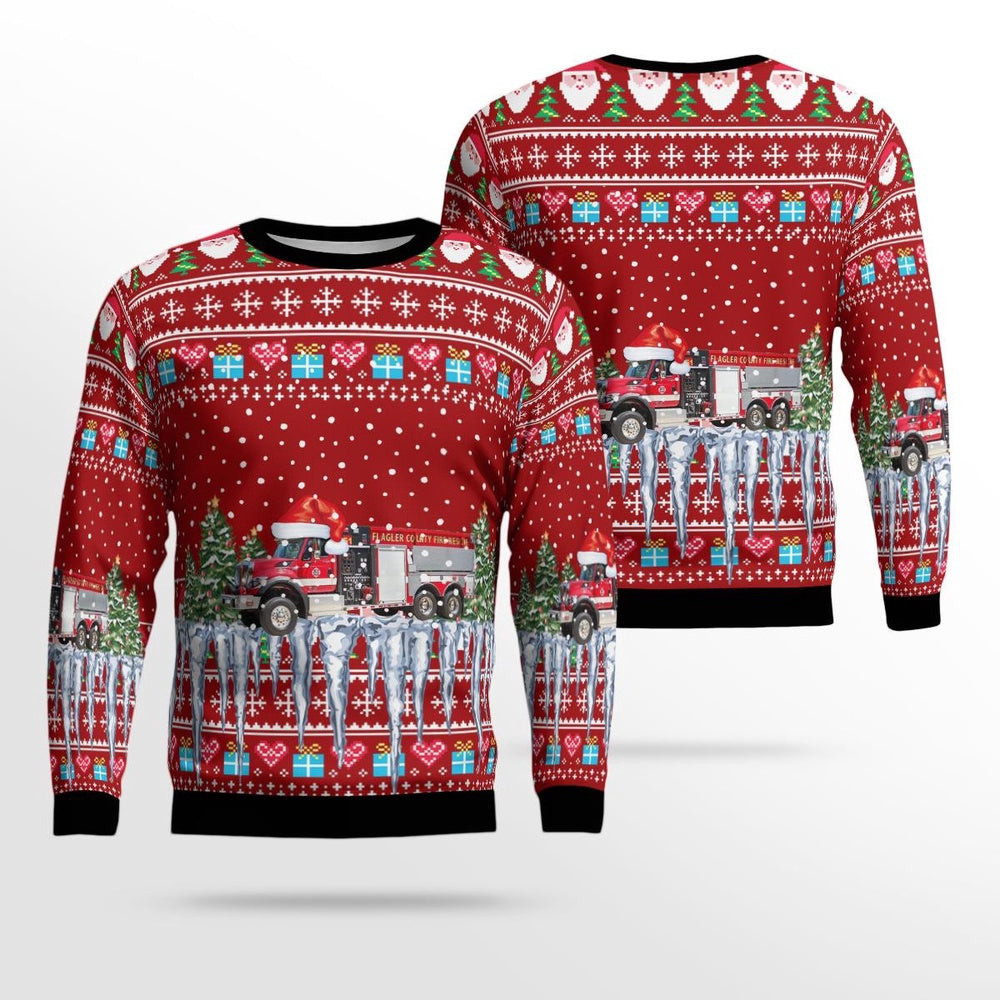 Florida Flagler County Fire Rescue Christmas Ugly Sweater Xmas Unisex Sweater Christmas Gifts For Men Women