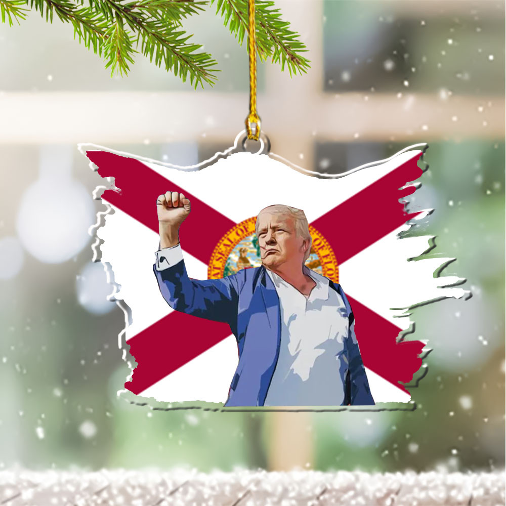 Florida for Trump 2024 Ornament Shape Donald Trump Fight Ornament for Christmas