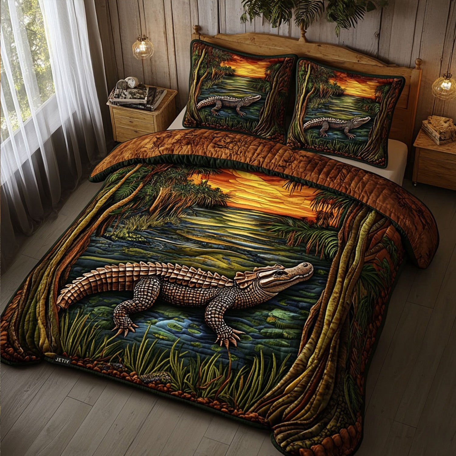 Florida Gator Quilted Bedding Set Best Bed Sheet Set Gifts For Alligator Lovers