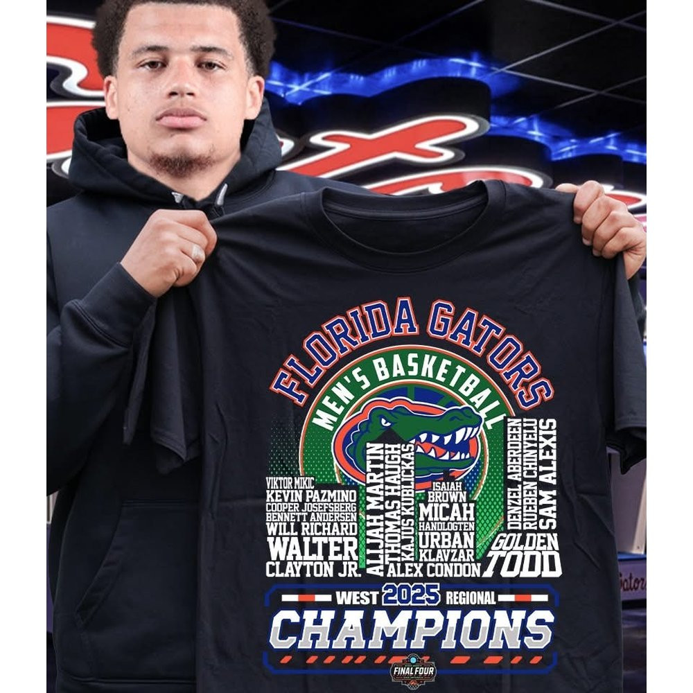 Florida Gators Men's Basketball 2025 West Regional Champions T-Shirt Florida Gators Merch Unique Basketball Gifts For Fans
