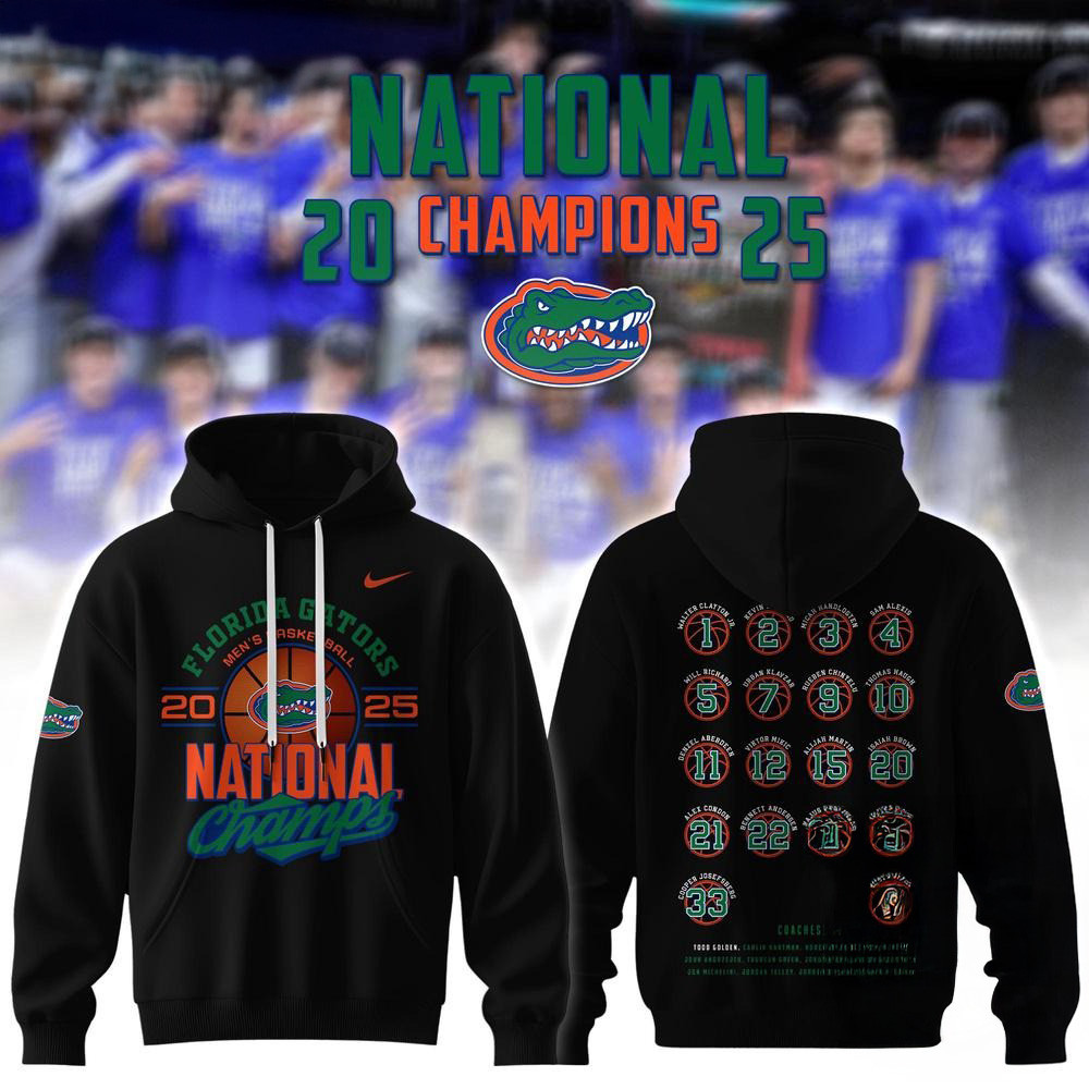 Florida Gators Men's Basketball National Champions 2025 Black Hoodie Basketball Enthusiast Gifts