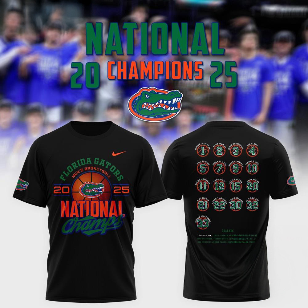 Florida Gators Men's Basketball National Champions 2025 Black Shirt Basketball Enthusiast Gifts