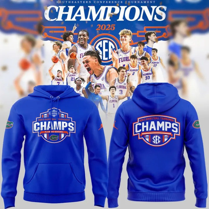 Florida Gators SEC Men's Basketball Champions 2025 Hoodie Championship Fan Merch Clothing