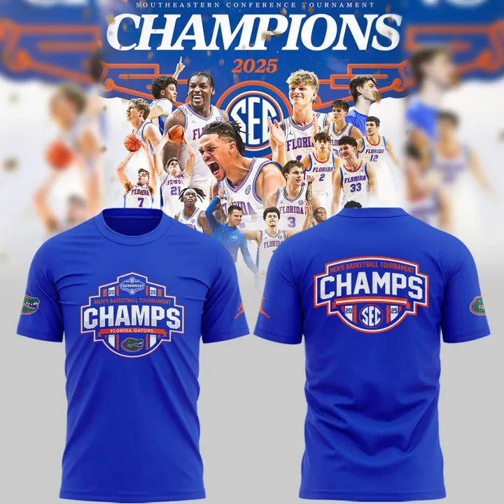 Florida Gators SEC Men's Basketball Champions 2025 T-Shirt Championship Fan Apparel Gifts