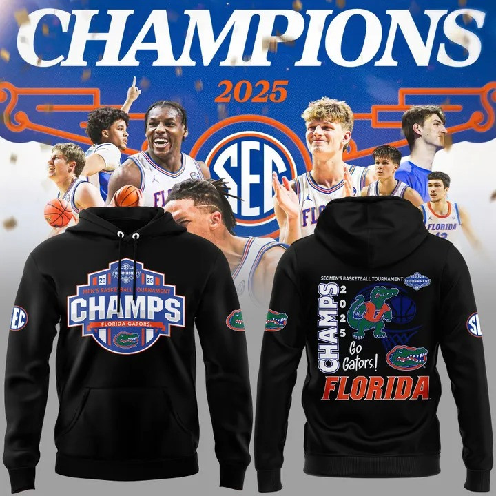Florida Gators Sec Tournament Champions 2025 Hoodie Men's Basketball Fan Apparel