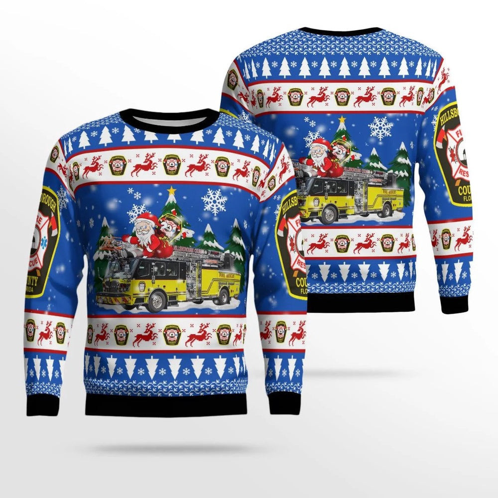 Florida Hillsborough County Fire Department Christmas Ugly Sweater Xmas Unisex Sweater Christmas Gifts For Men Women