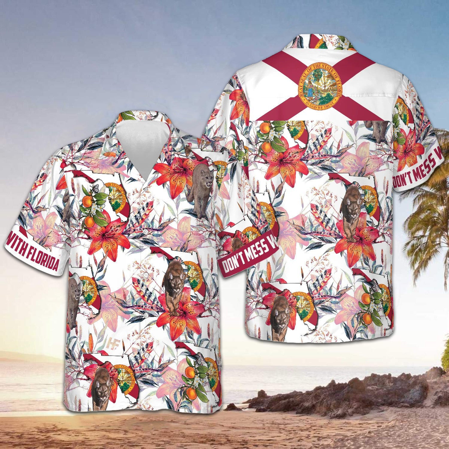 Florida Panther And Orange Blossom Hawaiian Shirt Don't Mess With Florida Shirt Gift For Summer