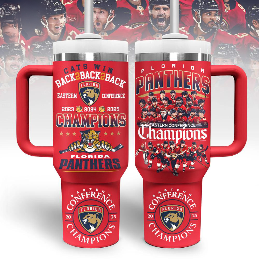 Florida Panthers 2025 Eastern Conference Champions Stanley Tumbler Gift Ideas For Hockey Fans
