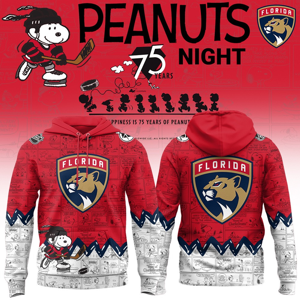 Florida Panthers Hoodie Peanuts 75 Years Night 2025 Hoodie Merch Gifts For Hockey Lovers