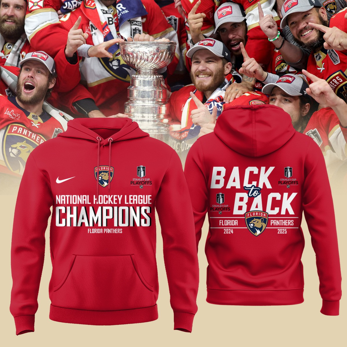 Florida Panthers Stanley Cup Champions 2025 Hoodie Back To Back Hockey Fan Gear NFL Merch
